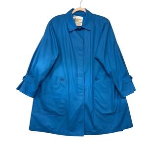 London Fog Vintage Blue Trench Coat Mid-Length Jacket Womens Size 16.5